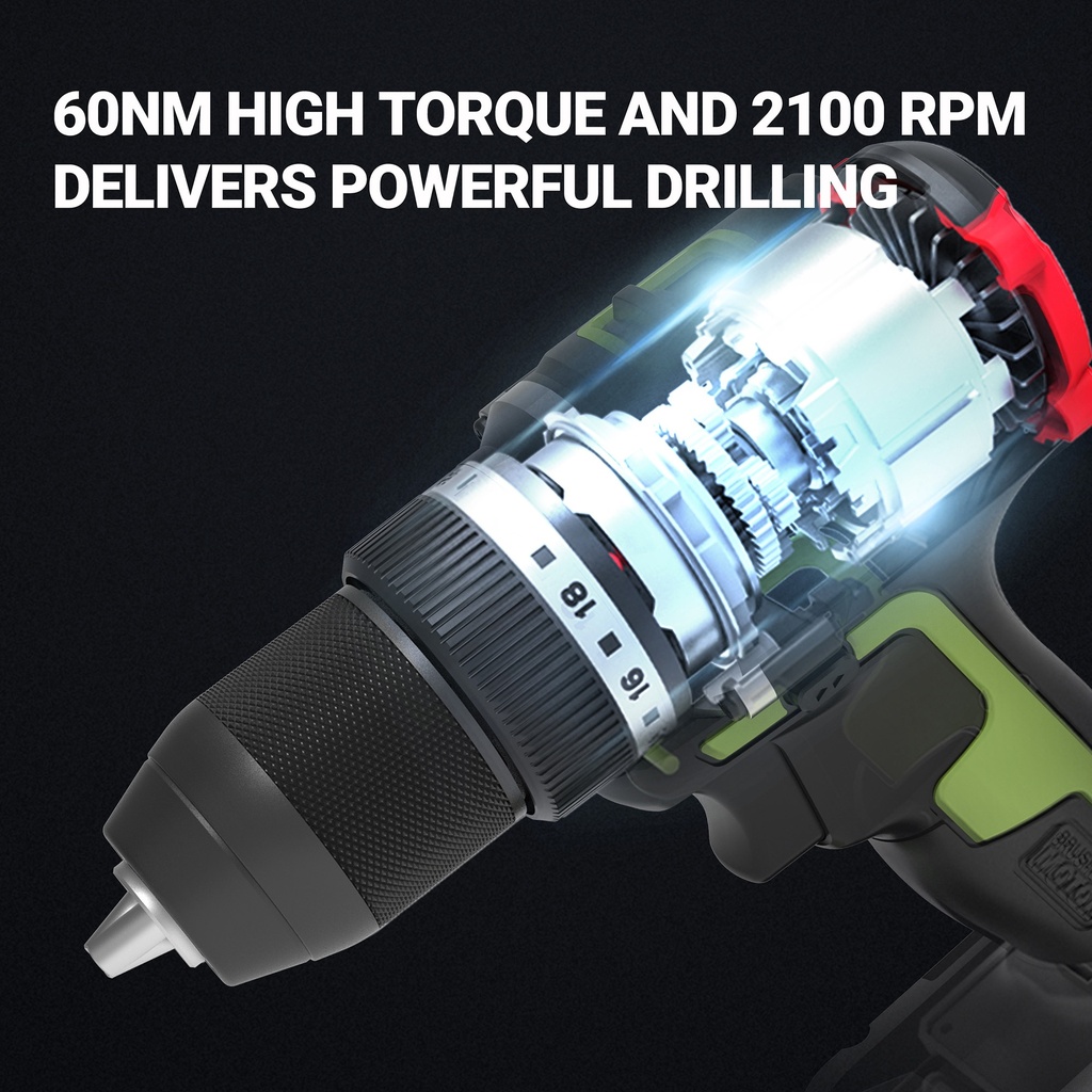 WORX 20V 13MM BRUSHLESS DRILL DRIVER 60NM [WU182.2] | WORX